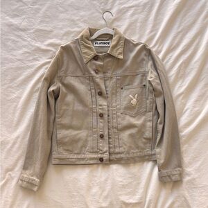PACSUN X PLAYBOY Beige Denim Jacket